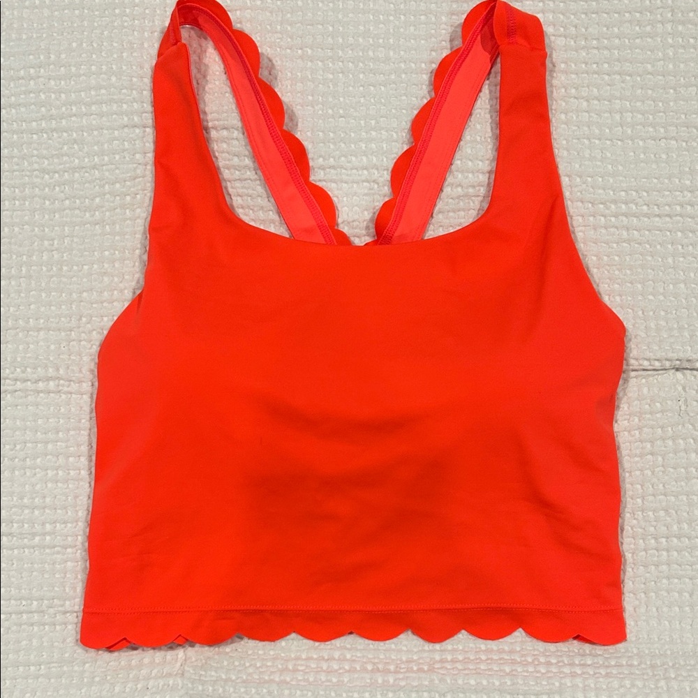 KIAVA Vibrant Red Scalloped Sports Bra
